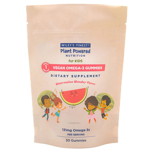 Plant Powered Nutrition - Vegan Omega-3 Gummies for Kids, Watermelon Wonder, 30 Count, Wiley's Finest
