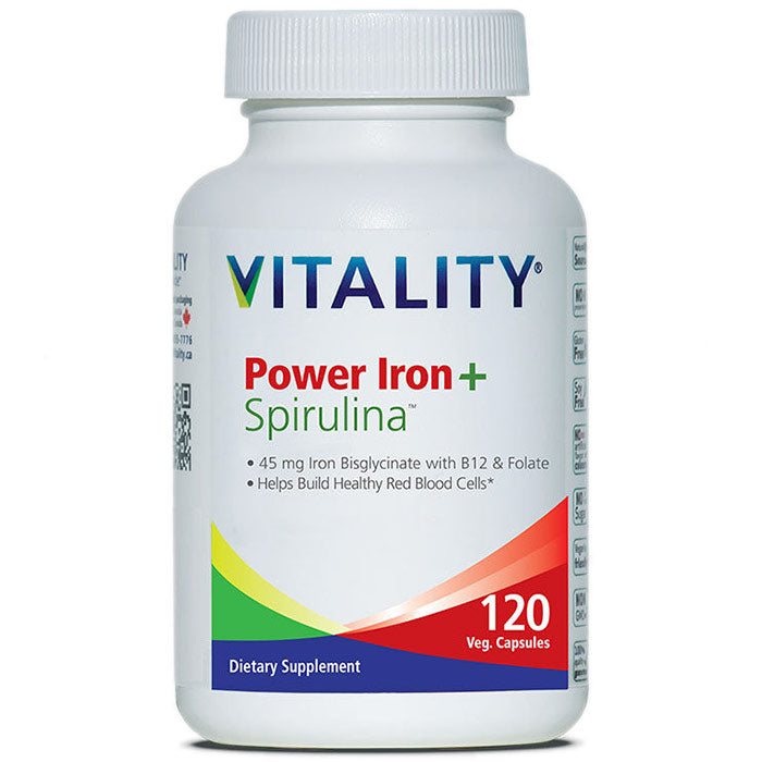 Power Iron + Spirulina, Value Size, 120 Vegetable Capsules, Vitality