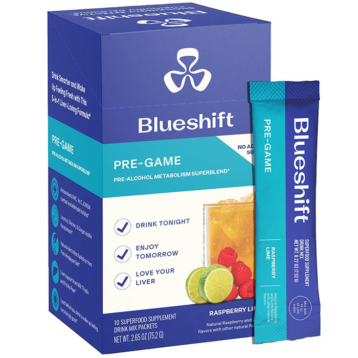 Pre-Game Drink Mix, Raspberry Lime, 10 Stick Packs, Blueshift Nutrition