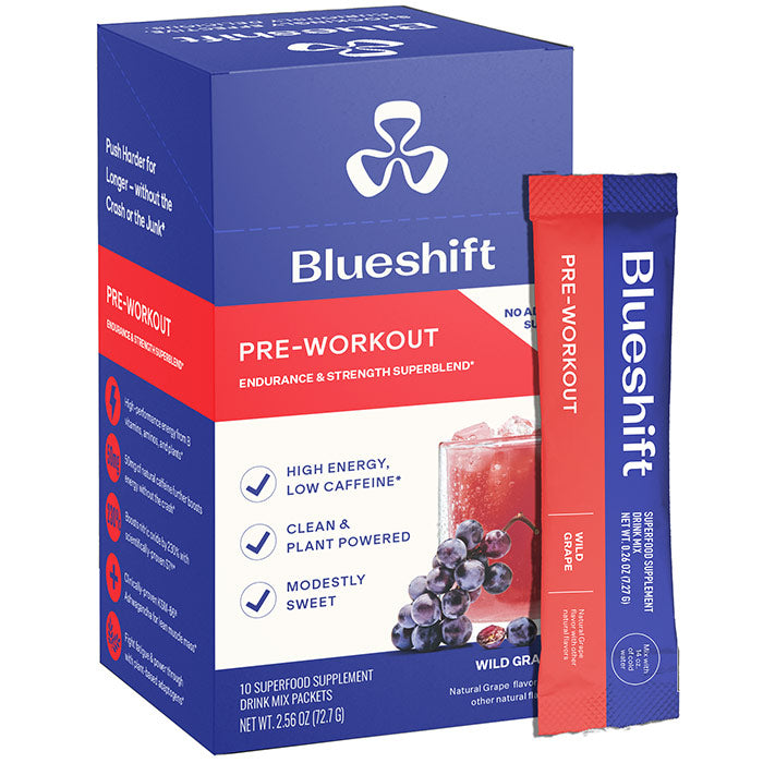 Pre-Workout Drink Mix, Wild Grape, 10 Stick Packs, Blueshift Nutrition