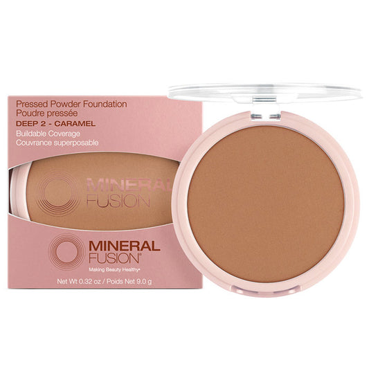 Pressed Powder Foundation - Deep 2 - Caramel, 0.32 oz, Mineral Fusion Cosmetics