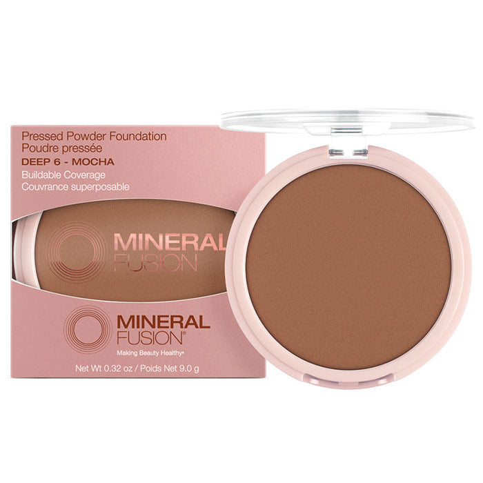 Pressed Powder Foundation - Deep 6 - Mocha, 0.32 oz, Mineral Fusion Cosmetics