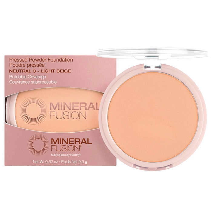 Pressed Powder Foundation - Neutral 3 - Light Beige, 0.32 oz, Mineral Fusion Cosmetics