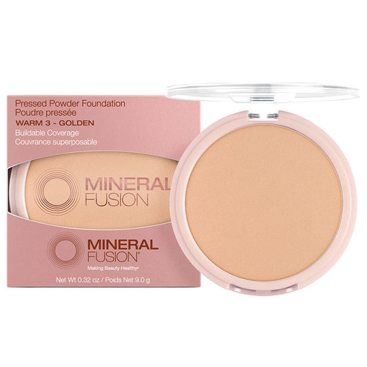 Pressed Powder Foundation - Warm 3 - Golden, 0.32 oz, Mineral Fusion Cosmetics