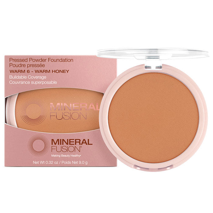 Pressed Powder Foundation - Warm 6 - Warm Honey, 0.32 oz, Mineral Fusion Cosmetics