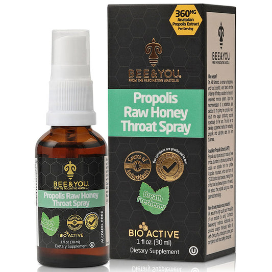 Propolis Raw Honey Throat Spray, 1 oz, Bee & You