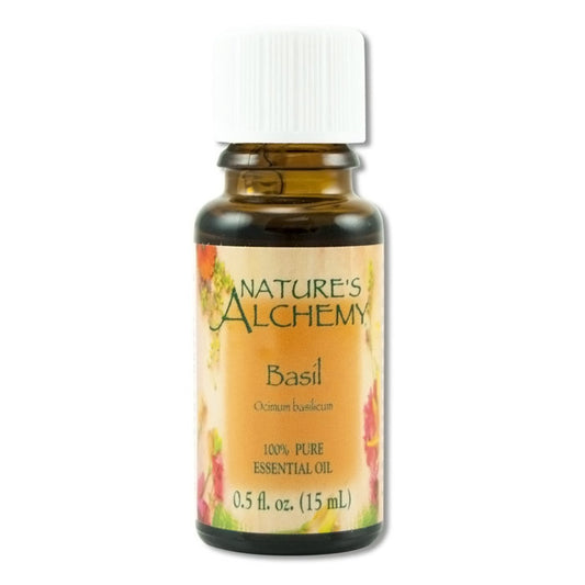 Pure Essential Oil Basil, 0.5 oz, Nature's Alchemy