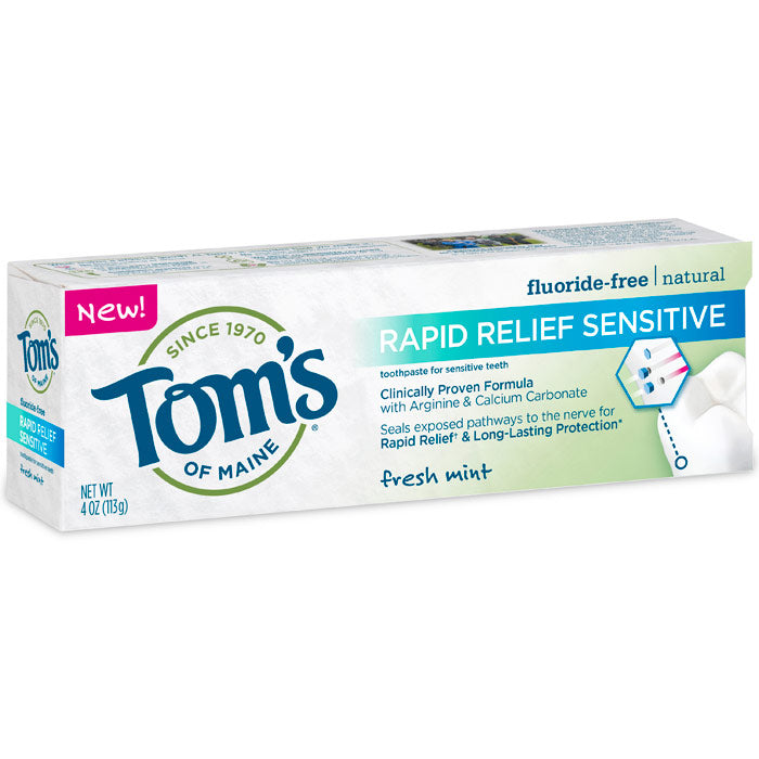 Fluoride-Free Rapid Relief Sensitive Toothpaste - Peppermint, 4 oz, Tom's of Maine