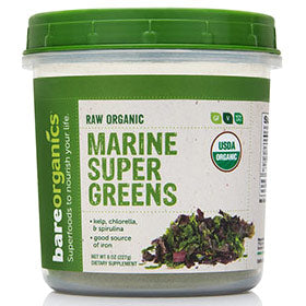 Raw Organic Marine Super Greens Powder, 8 oz, BareOrganics Superfoods