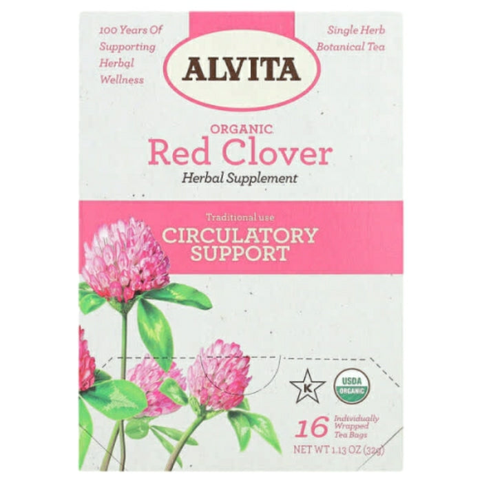 Red Clover Flower Herbal Tea Supplement, 16 Tea Bags, Alvita Tea