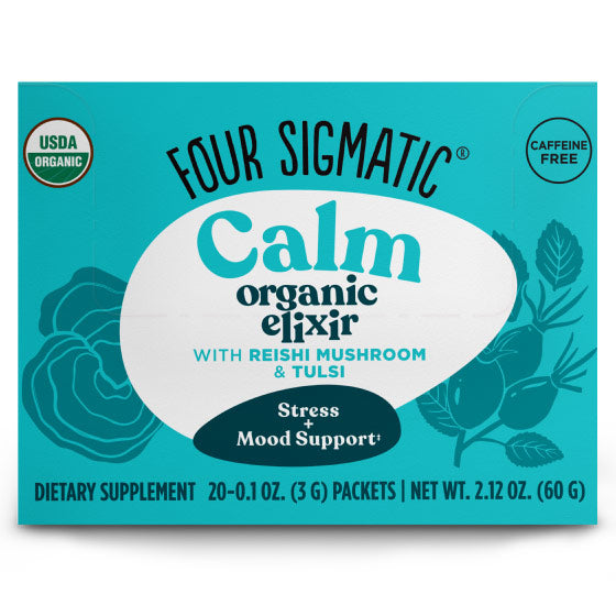 Calm Organic Elixir Mix with Reishi Mushroom & Tulsi, 20 Packets, Four Sigmatic