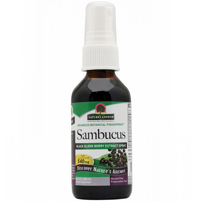 Sambucus Black Elder Berry Extract Spray, Alcohol-Free, 2 oz, Nature's Answer