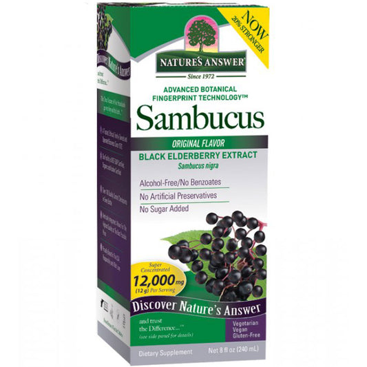 Sambucus Black Elderberry Extract Liquid - Original, 8 oz, Nature's Answer