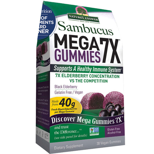 Sambucus Mega Gummies 7X, Chewable Black Elderberry, 30 Gummies, Nature's Answer