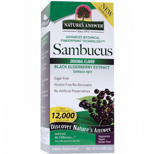 Sambucus Black Elder Berry Super Concentrated Liquid, Family Size, 16 oz, Nature's Answer