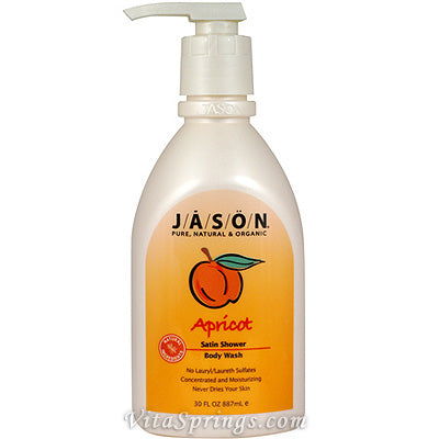 Satin Shower Body Wash Apricot 30 oz, Jason Natural