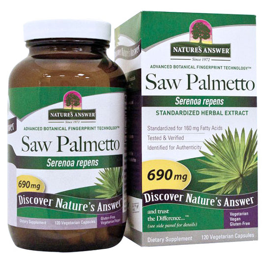 Saw Palmetto 690 mg, Full Spectrum Herb, 120 Vegetarian Capsules, Nature's Answer