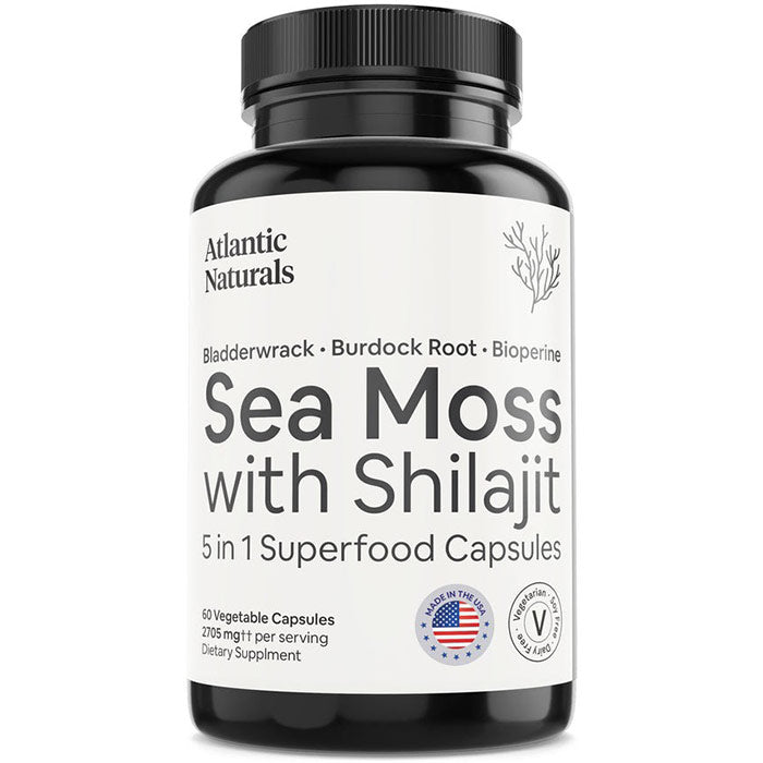 Sea Moss with Shilajit, 5 in 1 Superfood, 60 Vegetable Capsules, Atlantic Naturals