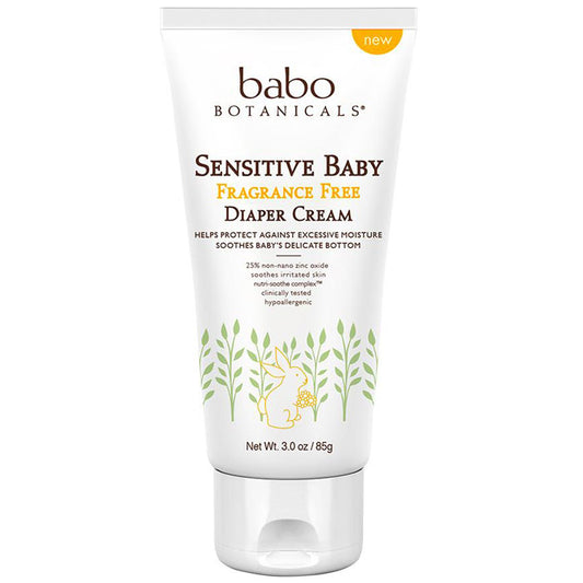 Sensitive Baby Fragrance Free Zinc Diaper Cream, 3 oz, Babo Botanicals