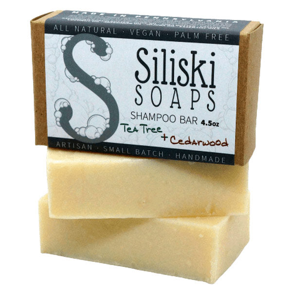 Shampoo Bar - Tea Tree & Cedarwood, 4.5 oz, Siliski Soaps