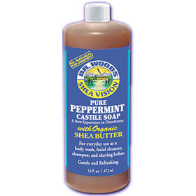 Shea Vision, Pure Peppermint Castile Soap with Organic Shea Butter, 16 oz, Dr. Woods