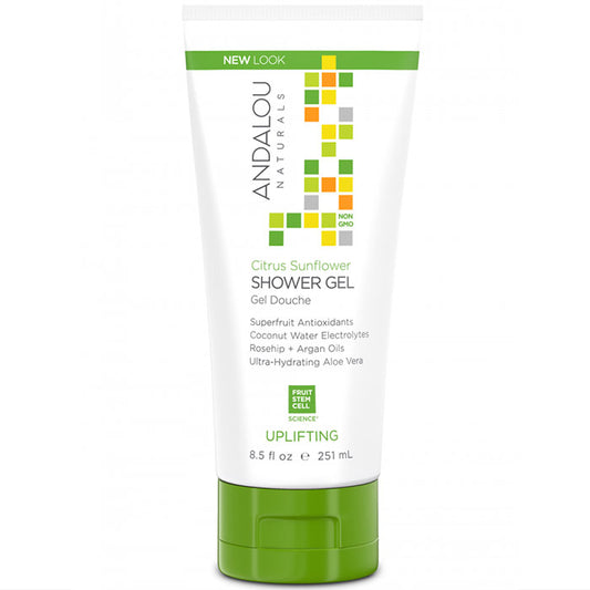 Shower Gel, Citrus Sunflower Uplifting, 8.5 oz, Andalou Naturals