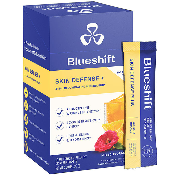 Skin Defense Plus Drink Mix, Hibiscus Orange, 10 Stick Packs, Blueshift Nutrition