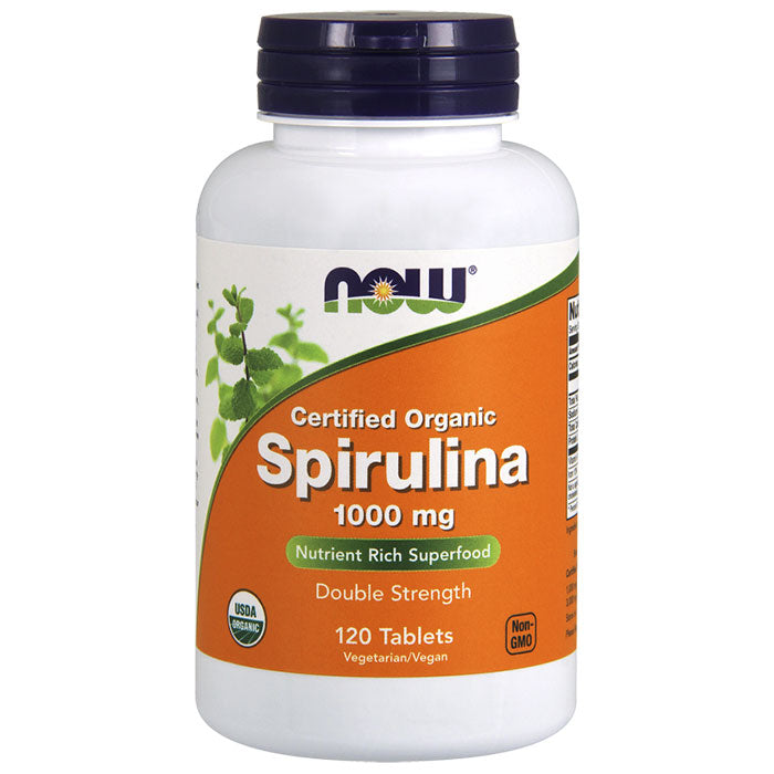 Spirulina 1000 mg Organic, 120 Tablets, NOW Foods