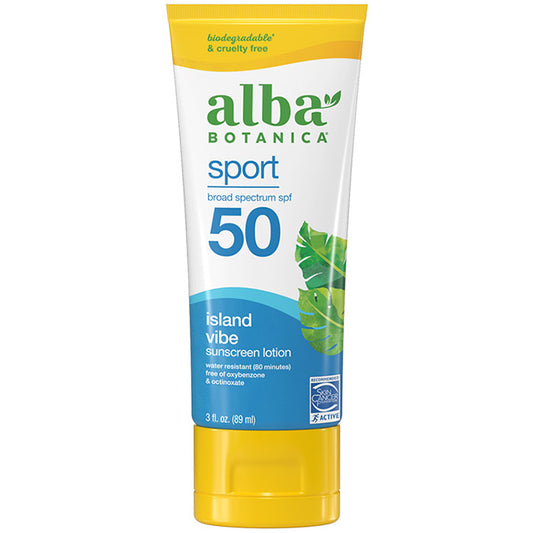 Sport Sunscreen Lotion SPF 50, Island Vibe, 3 oz, Alba Botanica