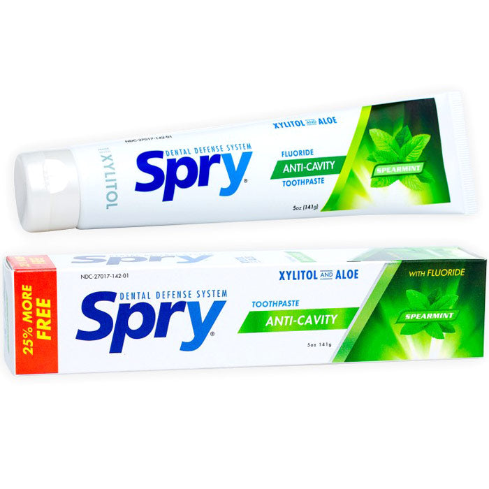 Spry Xylitol Toothpaste - Spearmint, With Fluoride, 5 oz, Xlear (Xclear ...