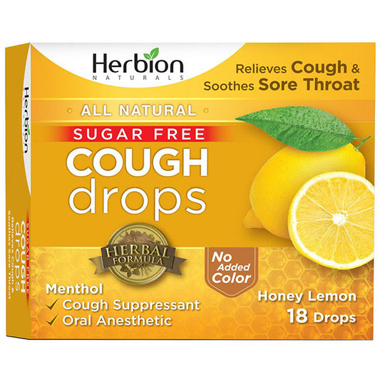 Sugar Free Cough Drops - Honey Lemon, 18 Lozenges, Herbion