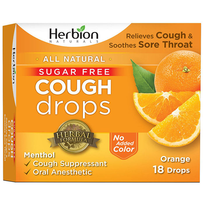 Sugar Free Cough Drops - Orange, 18 Lozenges, Herbion