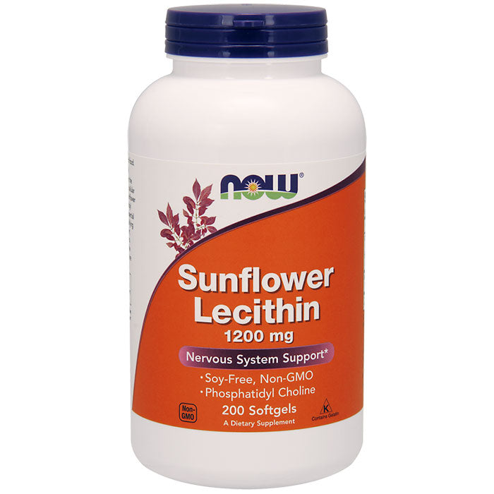 Sunflower Lecithin 1200 mg Soy-Free, Non-GMO, 200 Softgels, NOW Foods