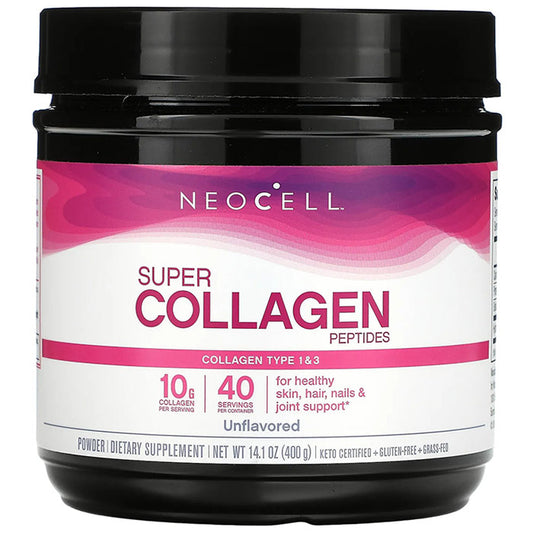 Super Collagen Peptides Powder, Unflavored, Value Size, 14.1 oz (400 g), NeoCell