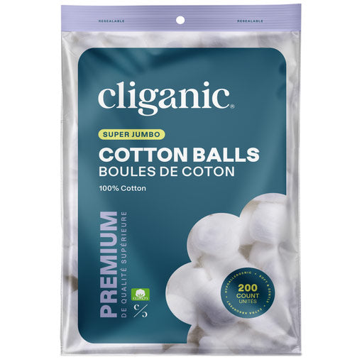 Super Jumbo Cotton Balls, 200 Count, Cliganic