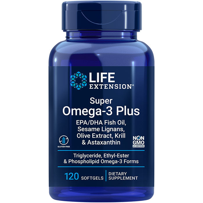 Super Omega-3 Plus EPA/DHA Fish Oil, Sesame Lignans, Olive Extract, Krill & Astaxanthin, 120 Softgels, Life Extension