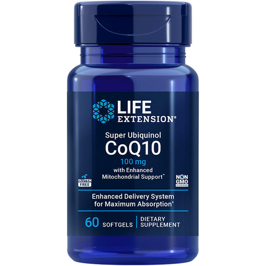Super Ubiquinol CoQ10 100 mg, with Enhanced Mitochondrial Support, 60 Softgels, Life Extension