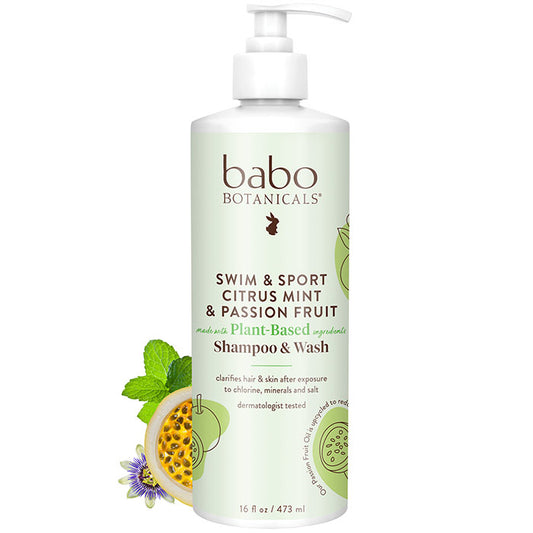 Swim & Sport Shampoo & Wash, Citrus Mint & Passion Fruit, 16 oz, Babo Botanicals