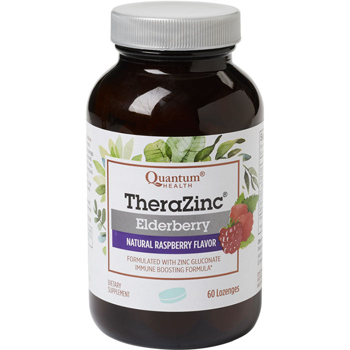 Thera Zinc Elderberry Lozenges - Natural Raspberry, 60 Lozenges, Quantum Health