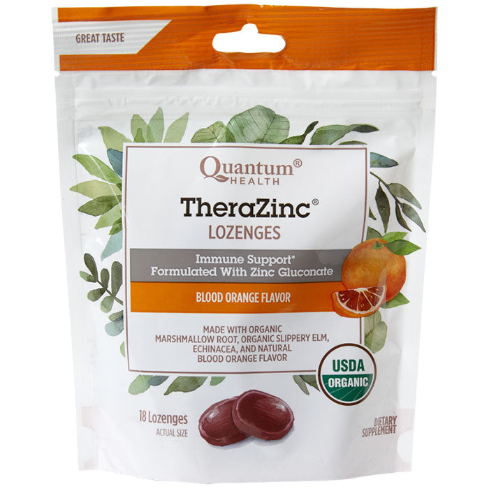 Thera Zinc Lozenges - Blood Orange, 18 Lozenges, Quantum Health