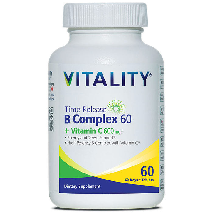 Time Release B Complex 60 + Vitamin C 600 mg, 60 Tablets, Vitality