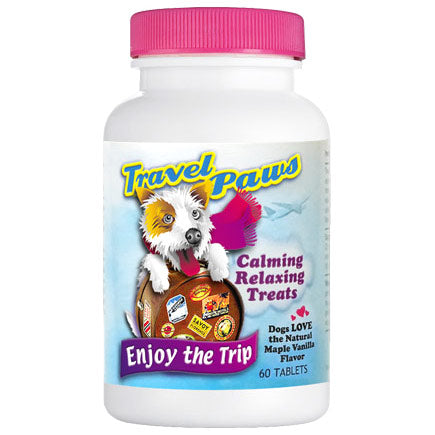 Travel Paws for Dogs, Calming Relaxing Treats, 60 Tablets, Lidtke