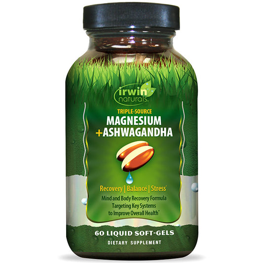 Triple-Source Magnesium + Ashwagandha, 60 Liquid Soft-Gels, Irwin Naturals