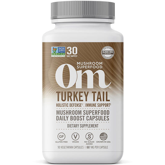 Turkey Tail Mushroom Superfood Daily Boost Capsules, 90 Vegetarian Capsules, Om Organic Mushroom Nutrition