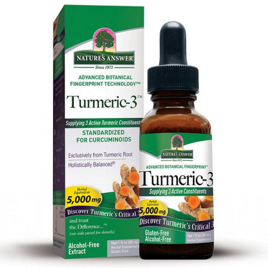 Turmeric-3 Liquid Alcohol-Free, Turmeric Rhizome Extract, 1 oz, Nature's Answer