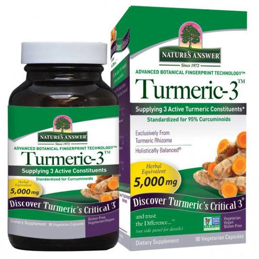 Turmeric-3, Standardized Turmeric Extract for Curcuminoids, 90 Vegetarian Capsules, Nature's Answer