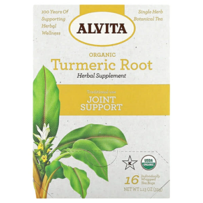 Turmeric Root Herbal Tea Supplement, 16 Tea Bags, Alvita Tea