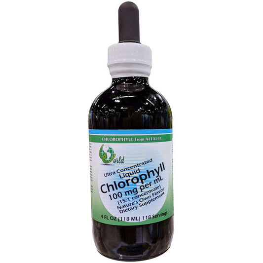 Ultra Concentrated 15:1 Liquid Chlorophyll with Dropper, 4 oz, World Organic