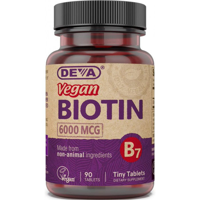 Vegan Biotin 6000 mcg, 90 Tablets, Deva Nutrition