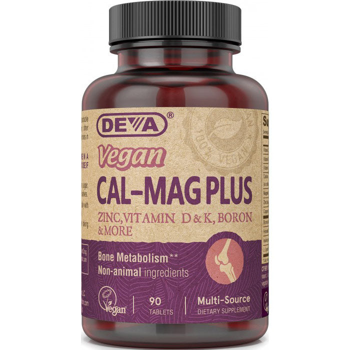 Vegan Cal-Mag Plus (Calcium Magnesium Plus), 90 Tablets, Deva Nutrition